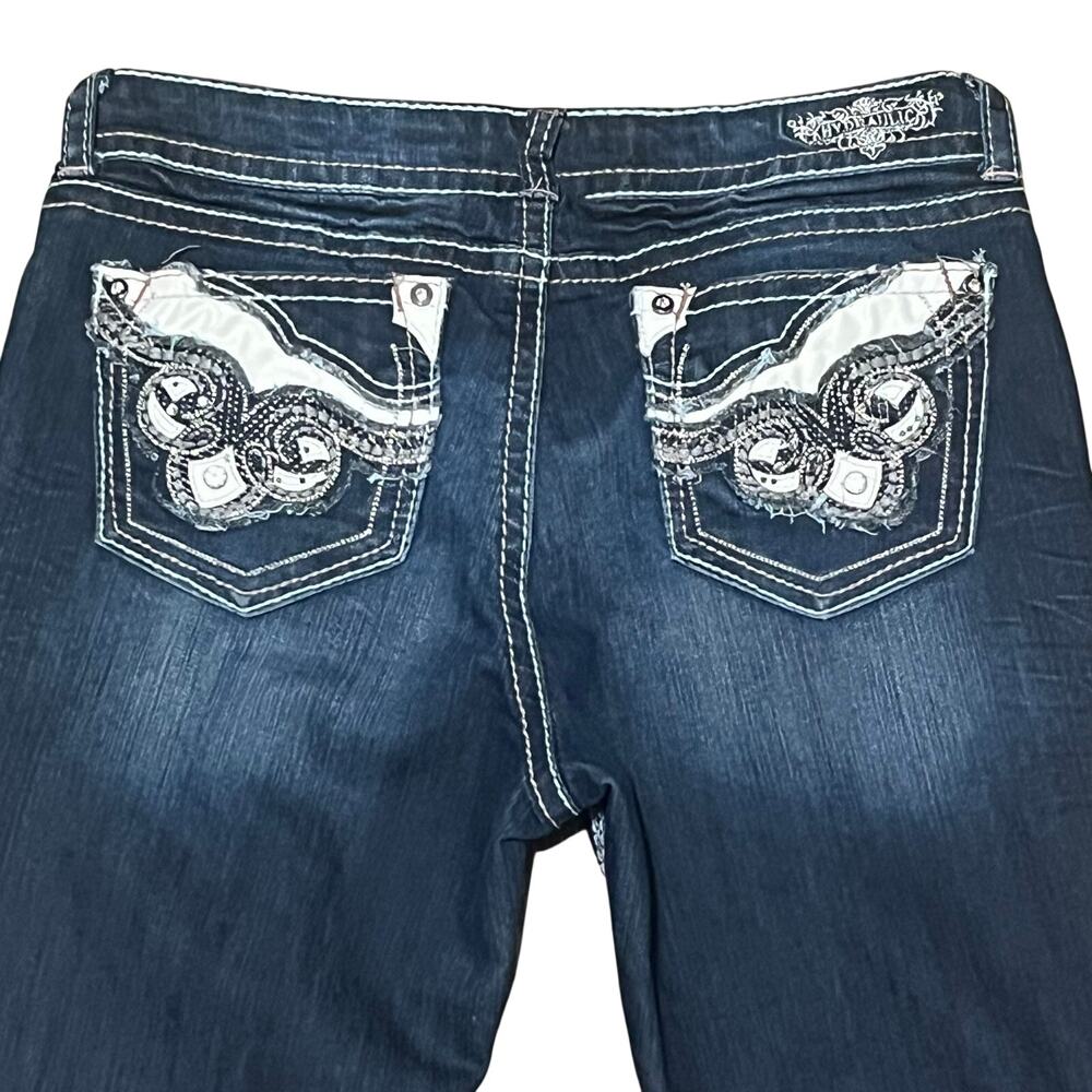 Hydraulic Lola Slim Boot Jeans Embroidered Bling Pockets Distressed 11/12 Y2K - Picture 4 of 10